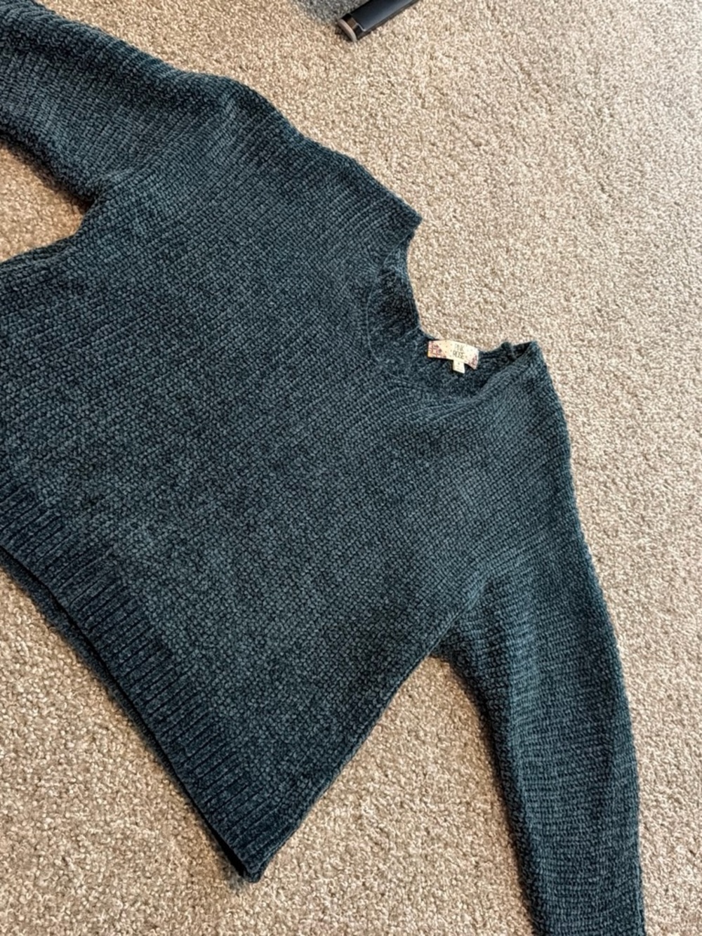 Pink Rose Dark Teal Crewneck Sweater
